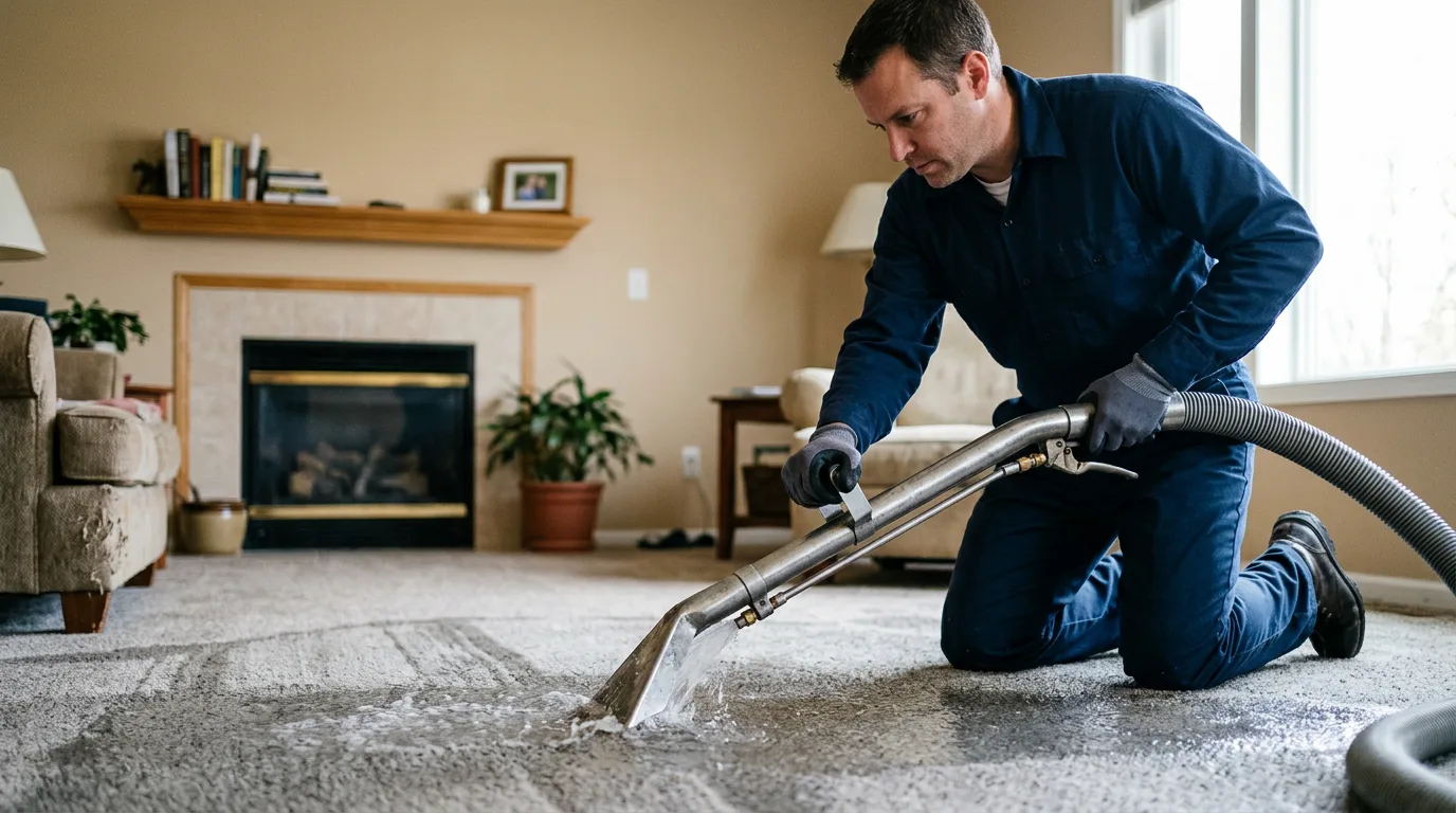 Water damage restoration technician working near Roberts, WI